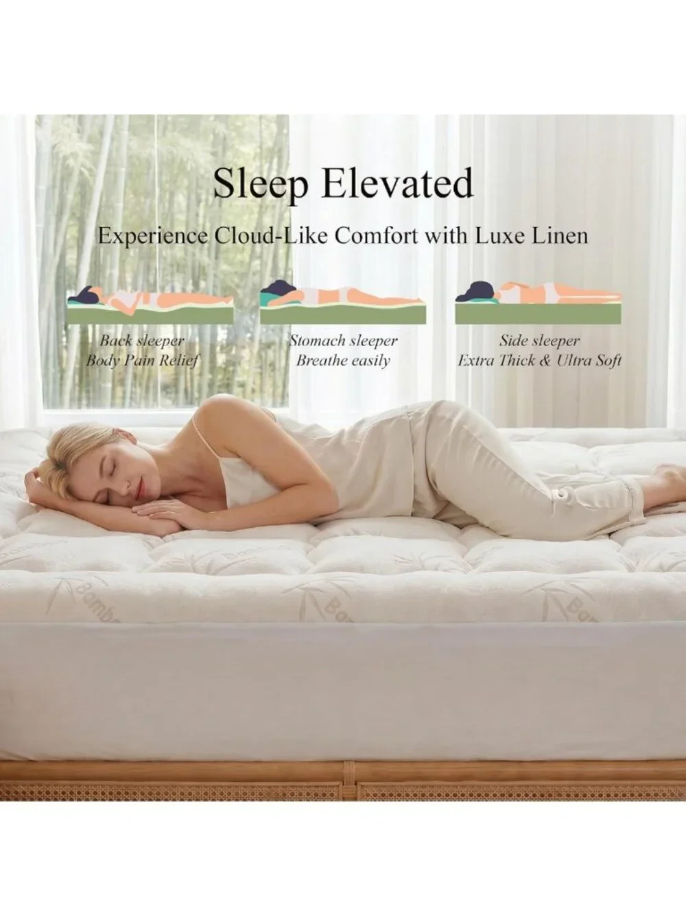 Cooling Twin Size Mattress Topper, Soft Bamboo Viscose for Hot Sleepers